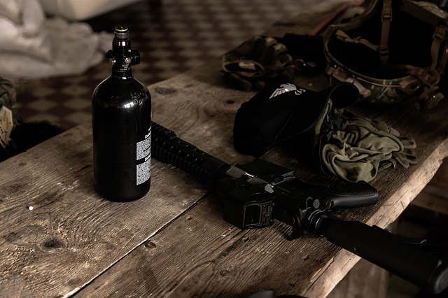 rifle on a wooden bench